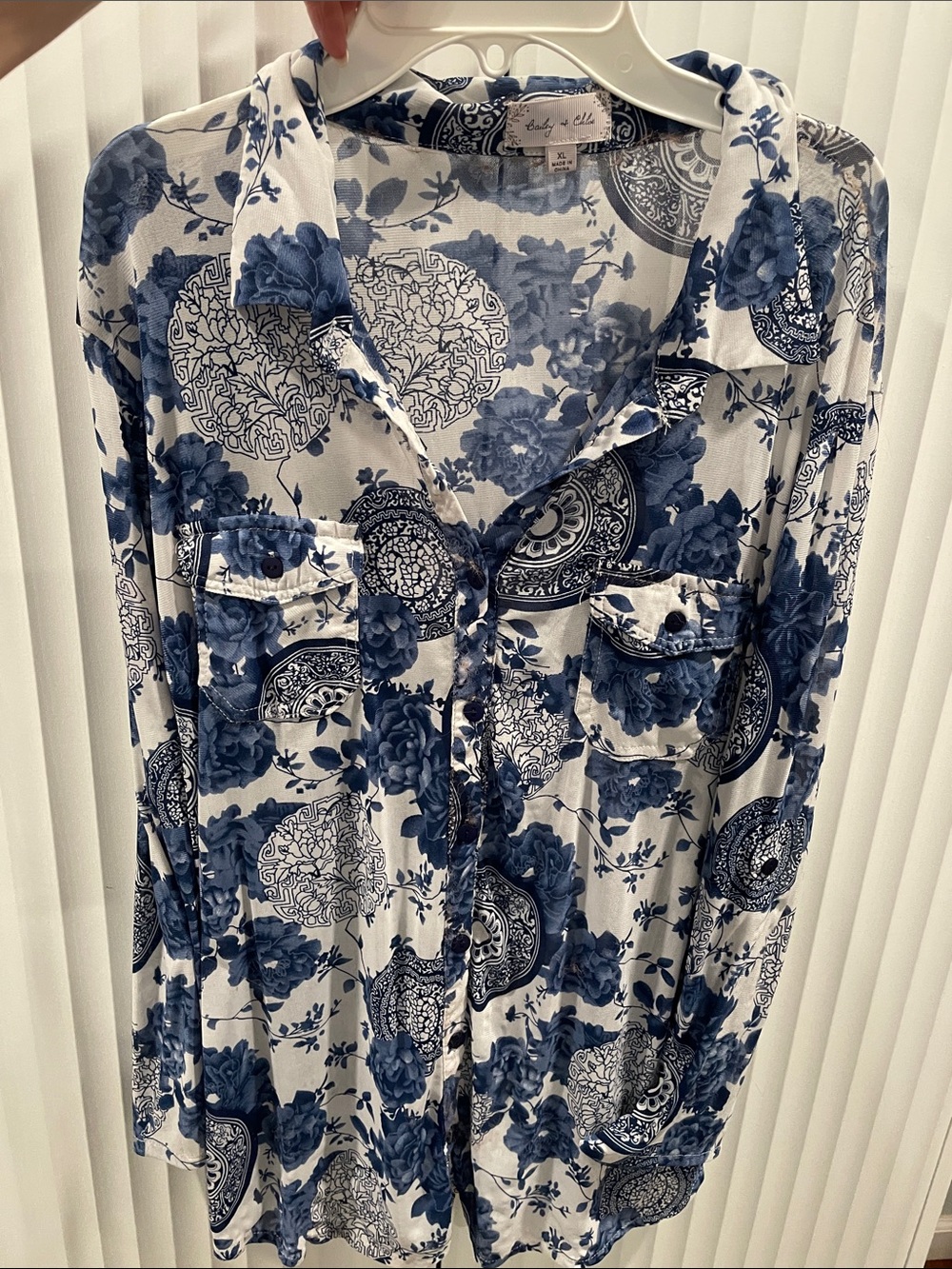 Blue Floral Button-Down Shirt